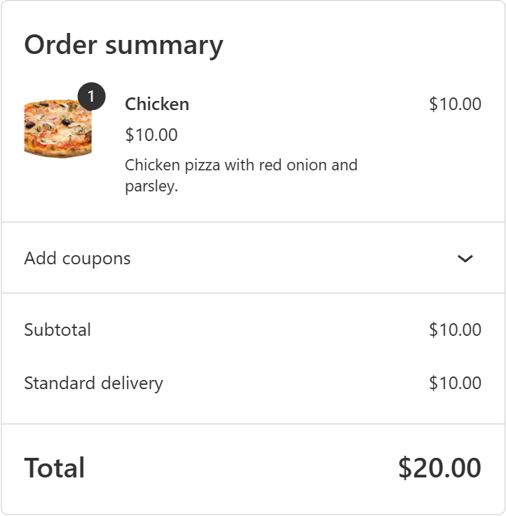 Order of  with  delivery