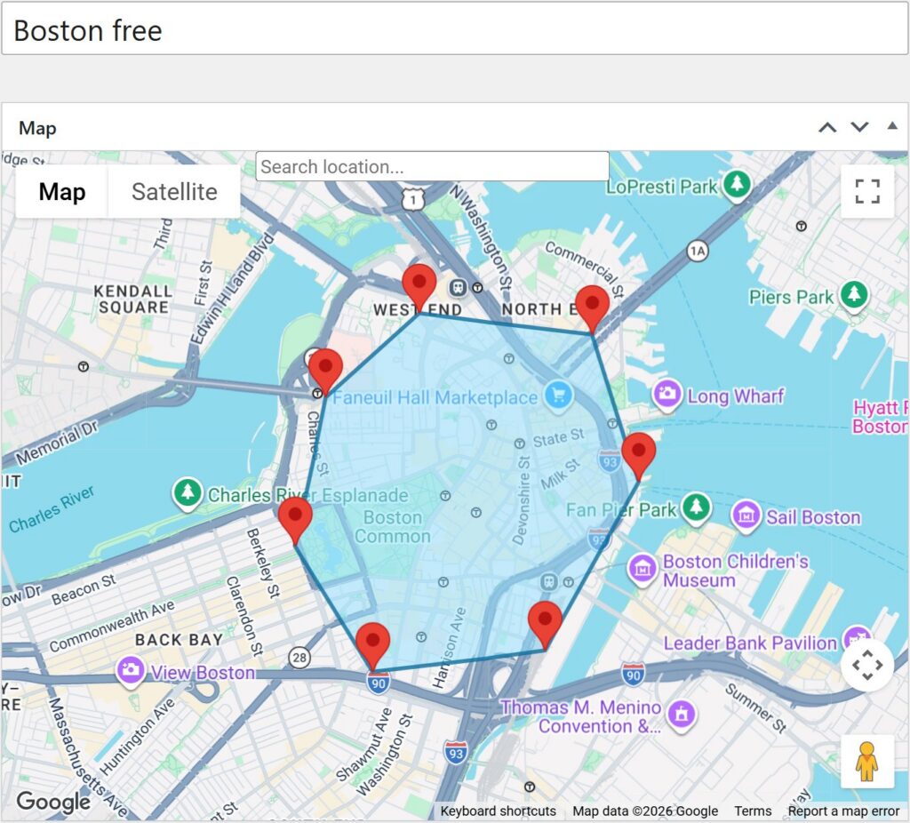 The free delivery zone Boston free downtown